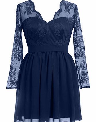 Womens Elise Ryan Sleeved Lace and Chiffon