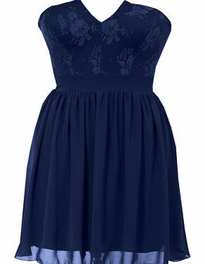 Womens Elise Ryan Structured Lace Bandeau Dress-