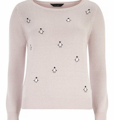 Dorothy Perkins Womens Embellished Penguin Jumper- Pink DP55156511