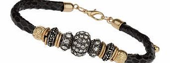 Womens Fabric Beaded Bracelet- Black DP49814158