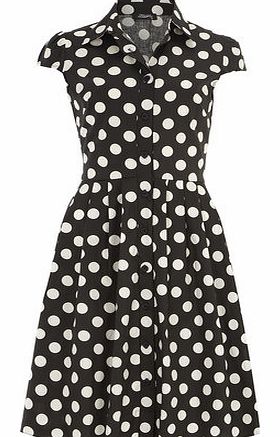 Womens Fever Fish Black Cream Shirt Dress- Black