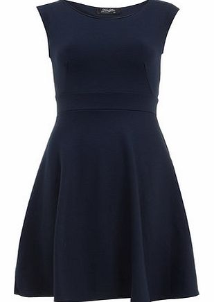 Womens Fever Fish Navy Ponte Skater Dress- Blue