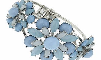 Womens Flower Layer Bangle Wristwear- Silver