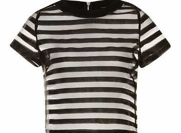 Womens Girls On Film Black Stripe Sheer Overlay