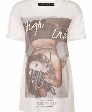 Womens Girls On Film White Printed High End