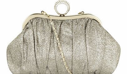 Womens Gold glitter soft clutch bag- Gold