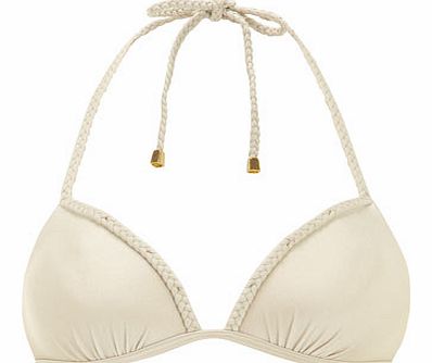 Womens Gold Plait Triangle Bikini Top- Gold