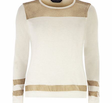 Dorothy Perkins Womens Gold Sparkle Stripe Jumper- Gold DP55302102