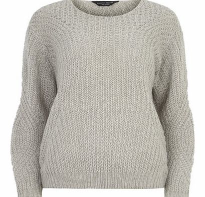 Womens Grey Engineered Knit Jumper- Grey