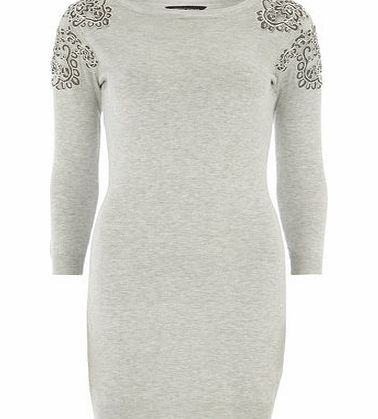 Womens Grey Lace Shoulder Tunic- Grey DP55864559