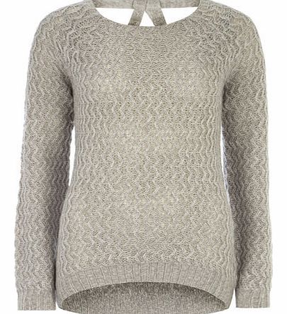 Dorothy Perkins Womens Grey zig zag longline jumper- Grey