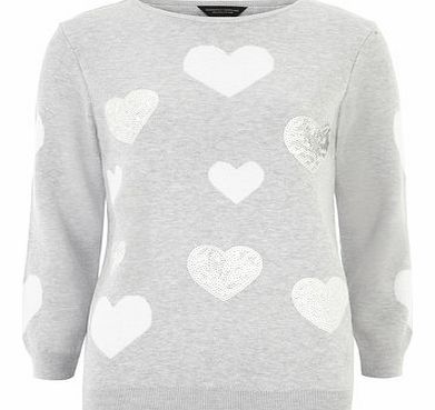 Womens Heart Sequin Jumper- Grey DP55152464