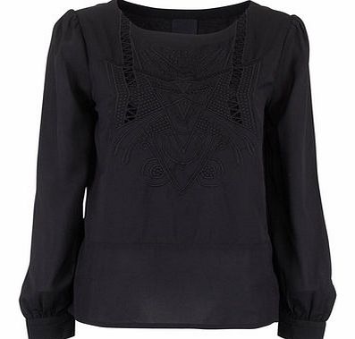 Womens Ichi Long Sleeve Blouse- Black DP27100022