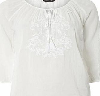 Dorothy Perkins Womens Ivory 3/4 Sleeve Gypsy Top- White