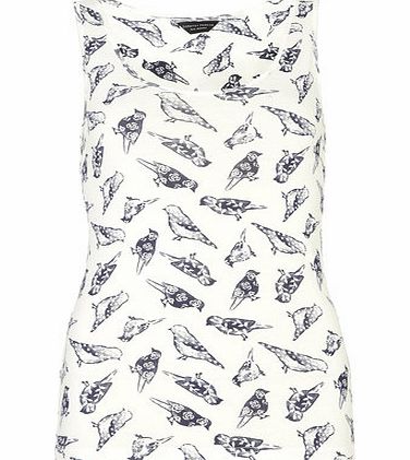 Dorothy Perkins Womens Ivory Bird Scoop Vest- Ivory DP56390482