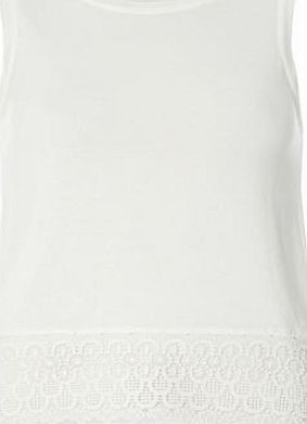 Dorothy Perkins Womens Ivory Chiffon Hem Shell Top- White