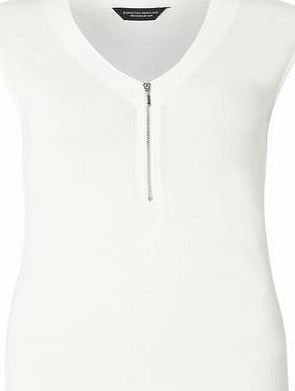 Dorothy Perkins Womens Ivory plain zip front tee- Ivory DP56437082