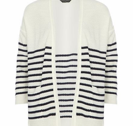 Dorothy Perkins Womens Ivory Stripe Cardigan- White DP55314222