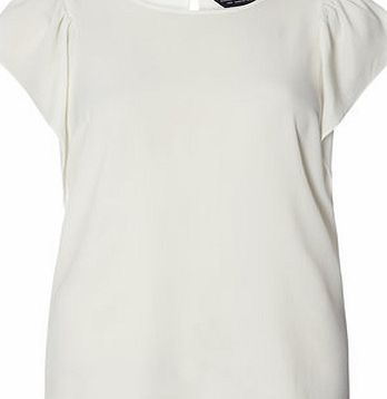 Dorothy Perkins Womens Ivory Textured Ruffle Top- White DP05520522