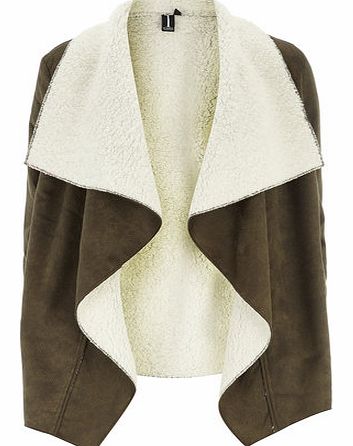 Womens Izabel London Khaki Waterfall Faux