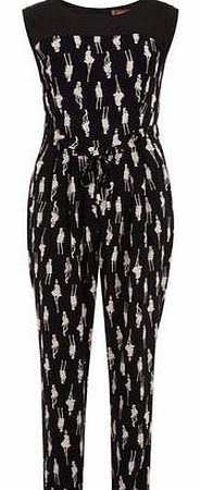 Womens Jolie Moi Black Comic Print Jumpsuit-