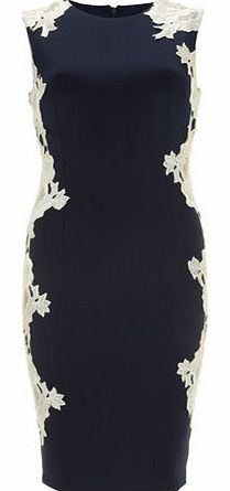 Womens Jolie Moi Navy beige Lace Applique Dress-