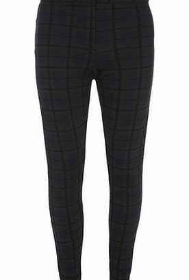 Dorothy Perkins Womens Khaki and Navy Check Treggings- Khaki