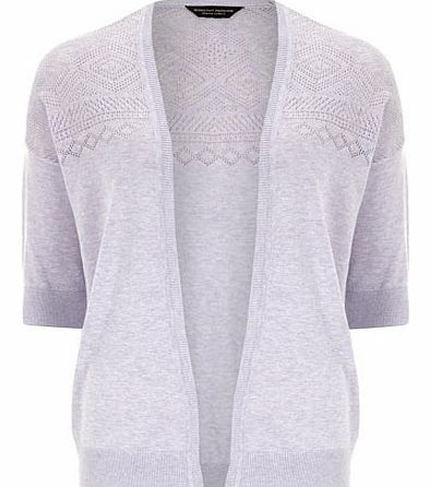 Womens Lavender pointelle cardigan- Purple