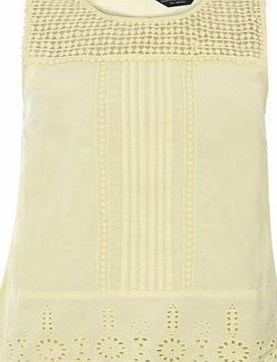 Dorothy Perkins Womens Lemon Crochet Yoke Shell Top- Yellow