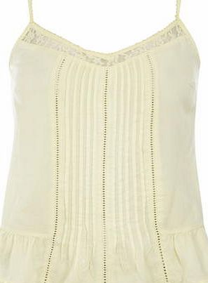 Dorothy Perkins Womens Lemon Lace Insert Cami Top- Yellow