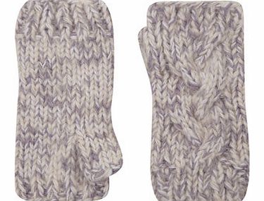 Womens Lilac Chunky Cable Handwarmers- Purple
