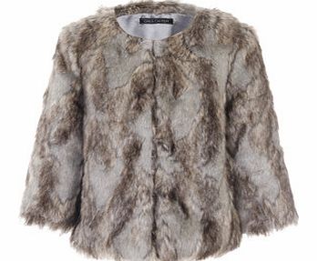 Dorothy Perkins Womens Little Mistress Grey Cropped Faux Fur