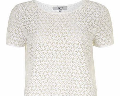 Womens Lola Skye White Burnout Daisy Tee- White