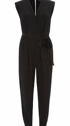 Womens Luxe Black Animal Jumpsuit- Black