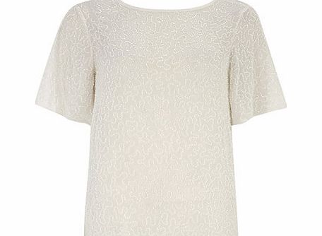 Womens Luxe Cream Beaded Blouse- Cream DP12297610