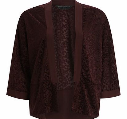 Womens Magenta Animal Burnout Kimono- Purple