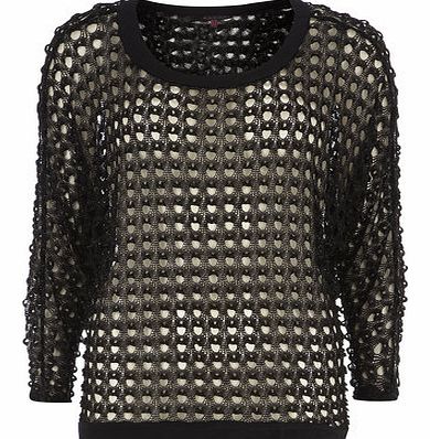 Dorothy Perkins Womens Mandi Black Perforated Jumper- Black