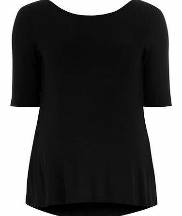 Womens Maternity 3/4 sleeve pleat top- Black