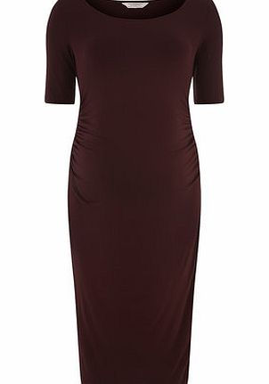 Womens Maternity Wine Bodycon Dress- Merlot