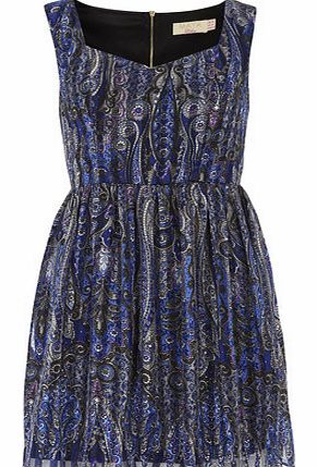 Dorothy Perkins Womens Maya Blue Chiffon Skater Dress- Blue