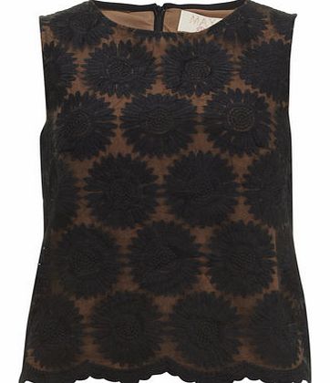 Dorothy Perkins Womens Maya Mocha Flower Overlay Top- Brown