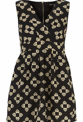 Dorothy Perkins Womens Mela Black Heart Printed Dress- Black