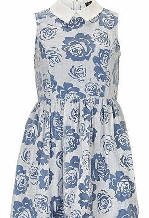 Womens Mela White Rose Print Collar Dress- White