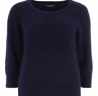 Womens Midnight Textured Stitch Jumper- Blue