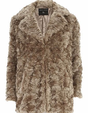 Dorothy Perkins Womens Mink Boyfriend Faux Fur Coat- Mink