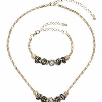 Womens Mixed Metal Bead Jewellery Set- Multi