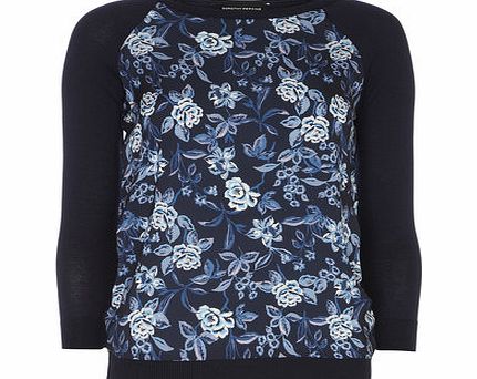 Dorothy Perkins Womens Navy Folk Print Jumper- Blue DP55300850