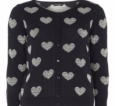 Dorothy Perkins Womens Navy Heart Cardigan- Blue DP55304430