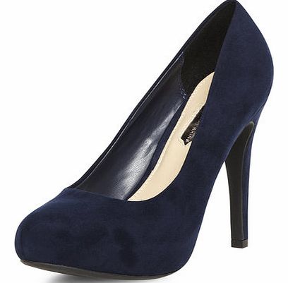 Womens Navy high platform court shoes- Navy