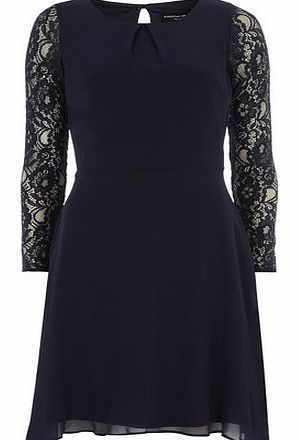 Dorothy Perkins Womens Navy lace chiffon swing dress- Navy